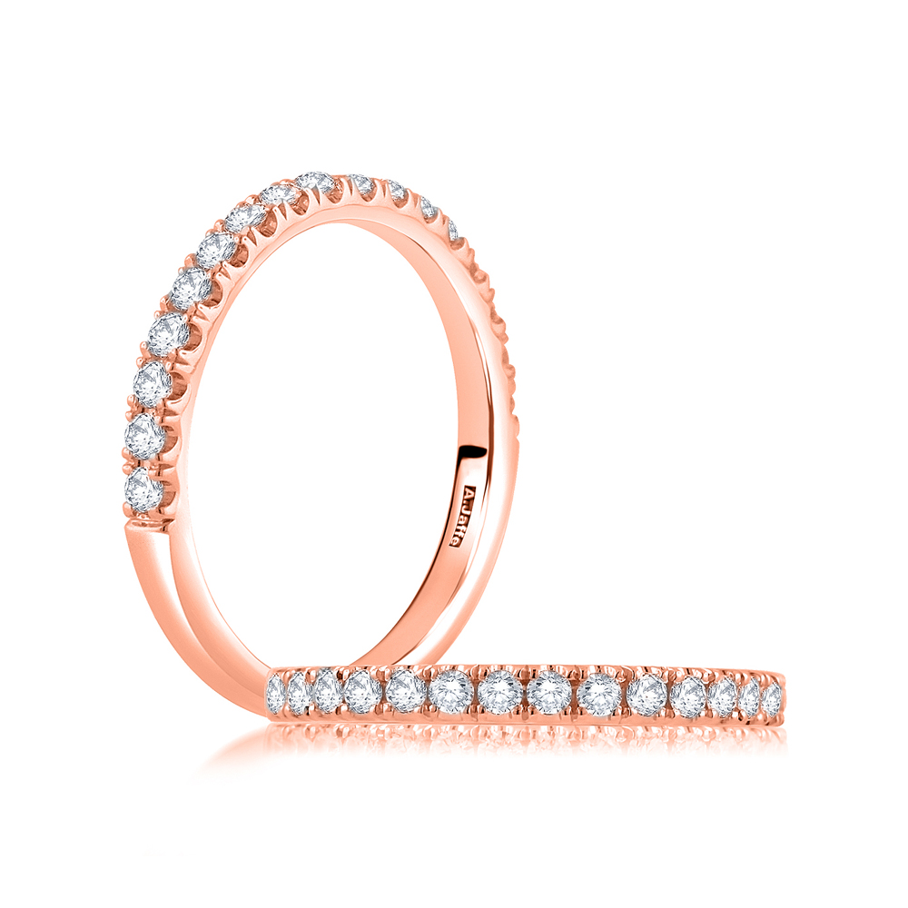 14K Rose Gold Semi Mount Diamond Wedding Band