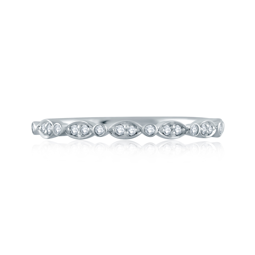 14K White Gold Semi Mount Diamond Wedding Band