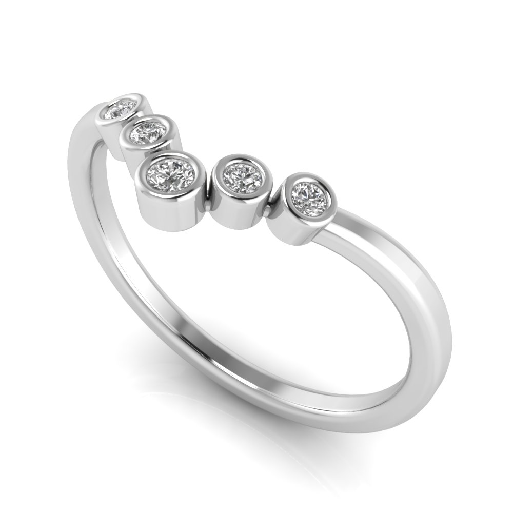 V Shaped Bezel 5 Stone Tiara Band