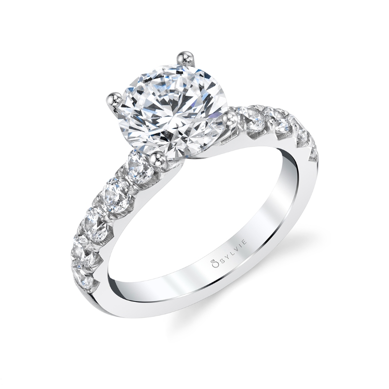 Round Cut Classic Wide Band Engagement Ring - Aloria