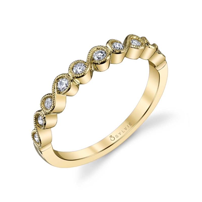 Vintage Inspired Diamond Stackable Wedding Band - Chlo&eacute;