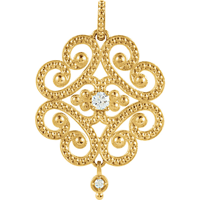 14K Yellow 1/10 CTW Granulated Design 18" Necklace
