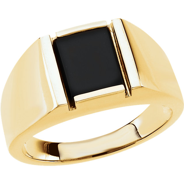 14K Yellow Onyx Men