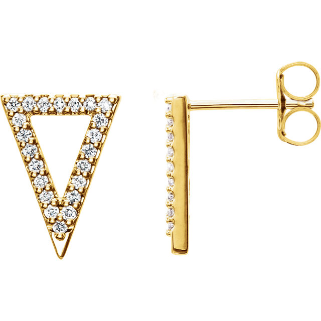14K Yellow 1/4 CTW Diamond Triangle Earrings