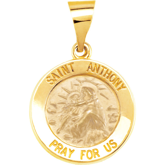 14K Yellow 15mm Round Hollow St. Anthony Medal