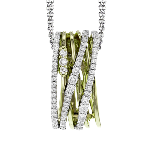Simon G 18 Karat Yellow/White Pendant With 66=0.46Tw Round G Si1 Diamonds