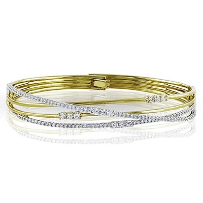 Simon G 18 Karat Yellow/White  Bangle Bracelet With 131=1.47Tw Round Diamonds