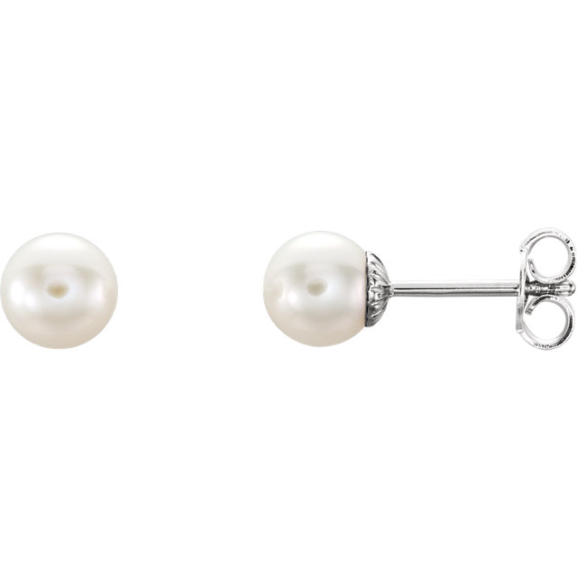 Sterling Silver 6-6.5mm Freshwater Cultured Pearl Earrings