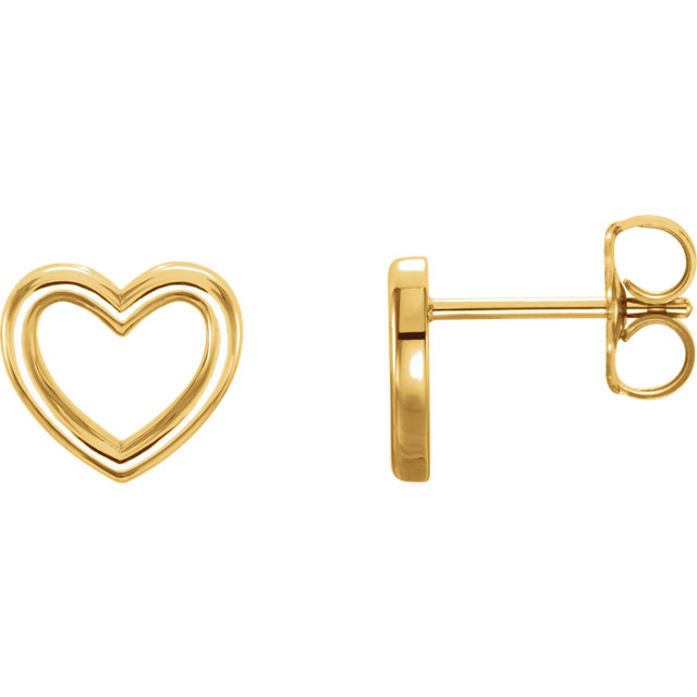 14K Yellow Heart Earrings