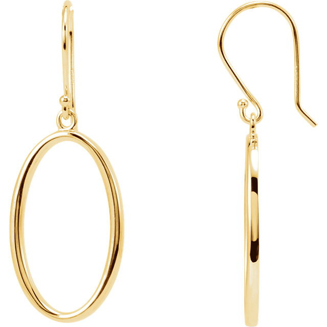 14K Yellow Oval Dangle Earrings