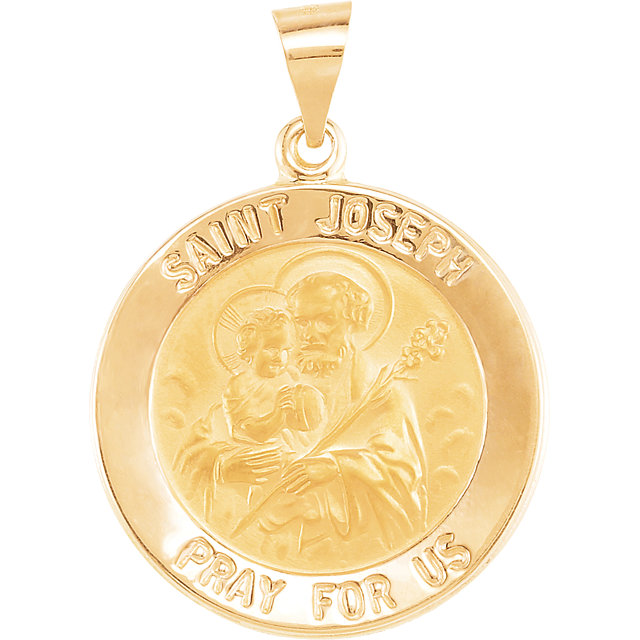 14K Yellow 22mm Round Hollow Joseph Medal