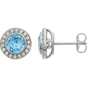 Sterling Silver Light Blue Cubic Zirconia Earrings