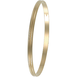 14kt Yellow 4mm Grooved Bangle Bracelet