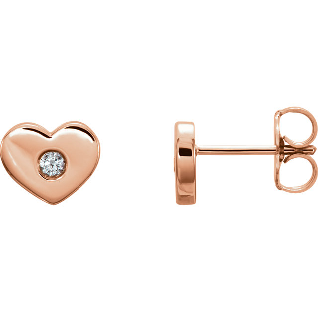 14K Rose .06 CTW Diamond Heart Earrings