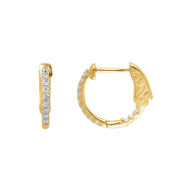 14K Yellow 1/4 CTW Diamond Inside/Outside Hoop Earrings