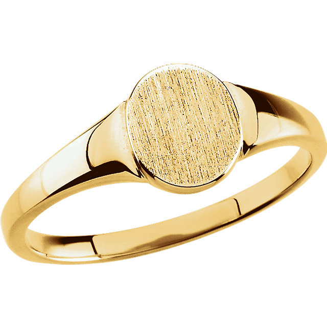 10K Yellow 7x6mm Solid Oval Signet Ring