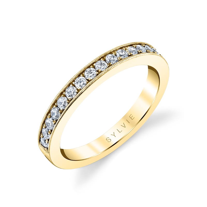 Channel Set Diamond Wedding Band - Eva