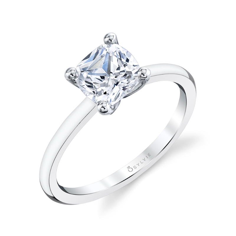 Cushion Cut Solitaire Engagement Ring - Dominique