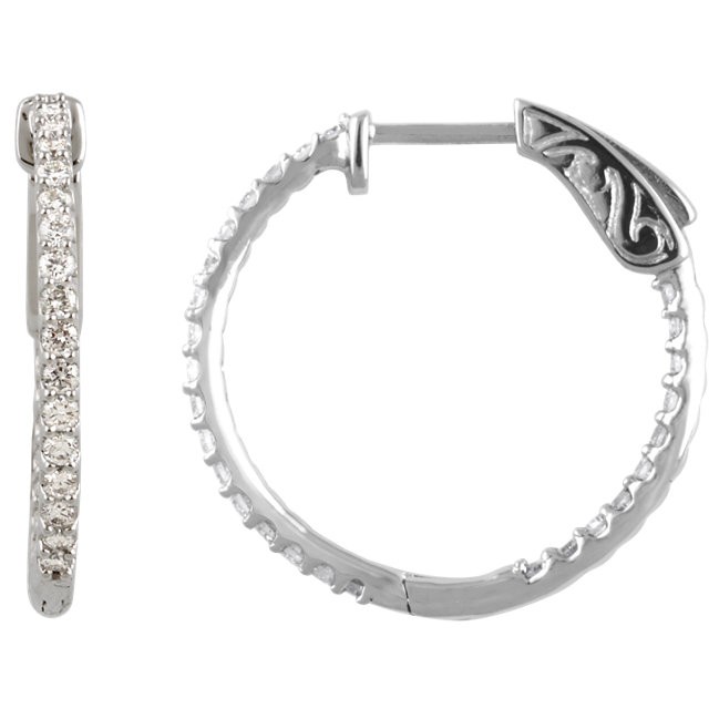 Platinum 3/4 CTW Diamond Inside/Outside Hoop Earrings