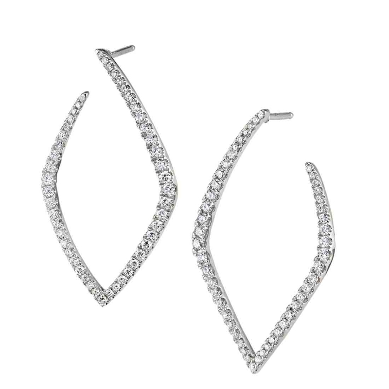 Diamond Hoop Earrings with Geometric Shape