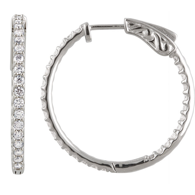 Platinum 1 CTW Diamond Inside/Outside Hoop Earrings
