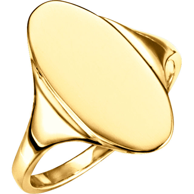 14K Yellow Oval Signet Ring