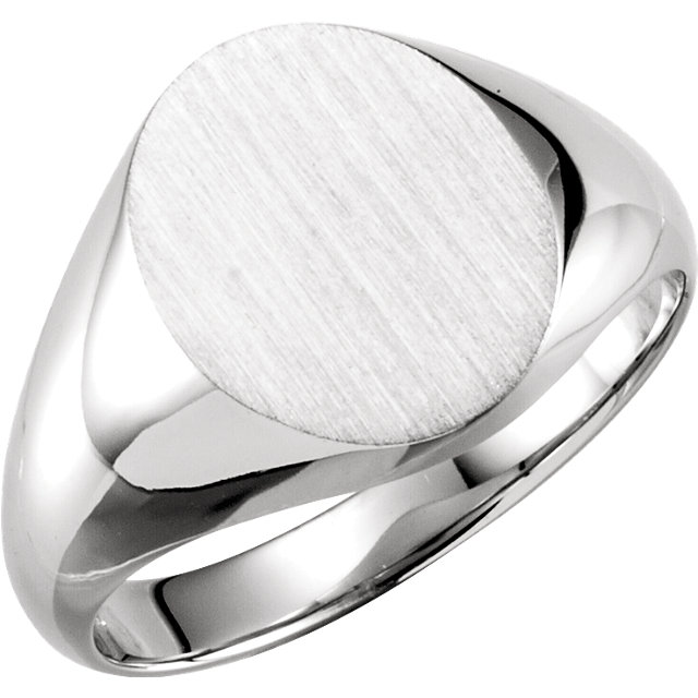 Sterling Silver 14x12mm Solid Oval Men