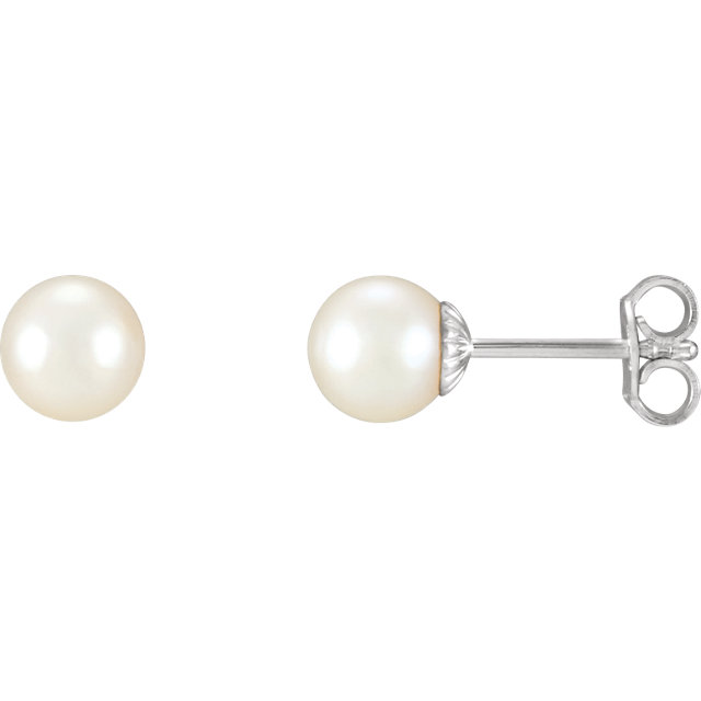 Sterling Silver 7-7.5mm Freshwater Cultured Pearl Earrings