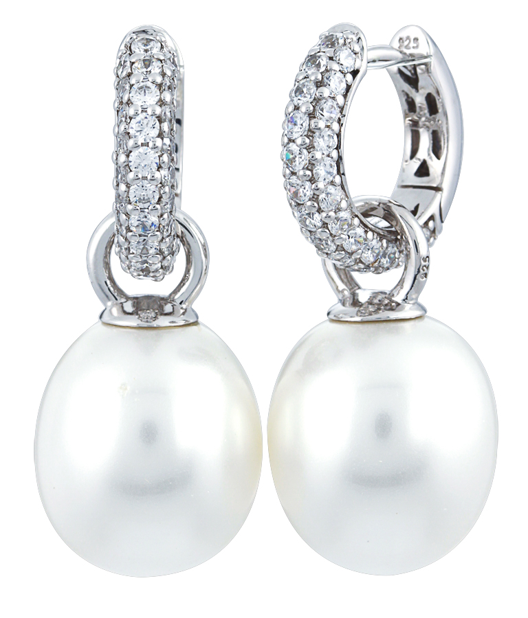 Pearl Hoops White Earrings