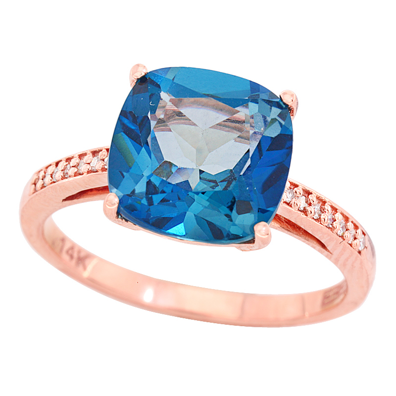 EFFY 14K Rose Gold Diamond London Blue Ring