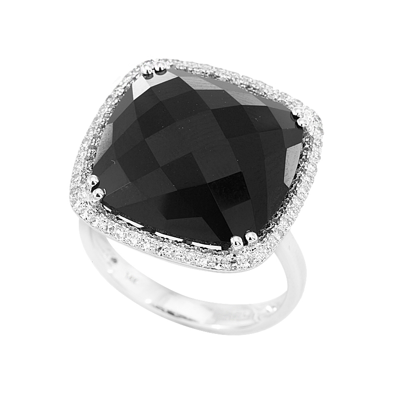EFFY 14K White Gold Diamond Onyx Ring
