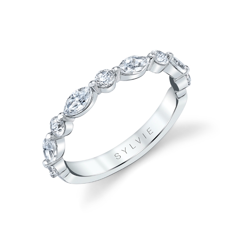 Marquise Wedding Band with Shared Prongs