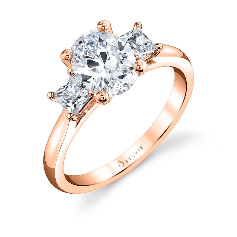 Modern Three Stone Oval Engagement Ring - Micheline