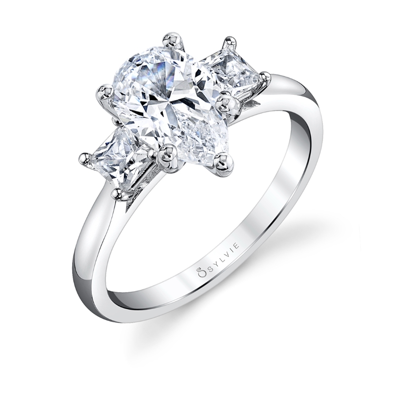 Pear Cut Ring with Princess Side Stones - Micheline