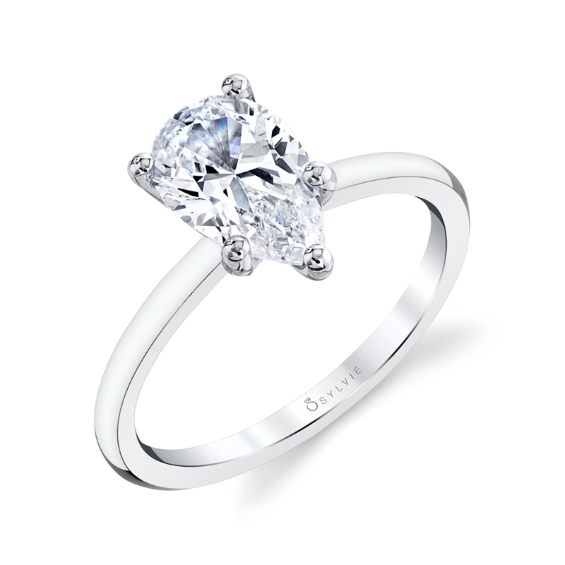 Pear Shaped Solitaire Engagement Ring - Dominique