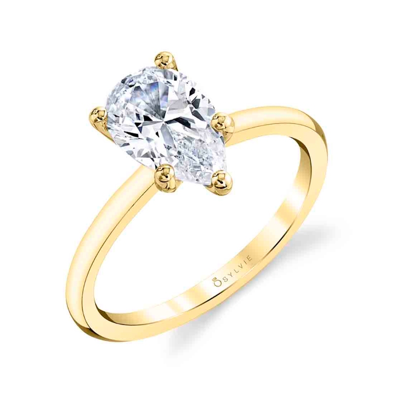 Pear Shaped Solitaire Engagement Ring - Dominique