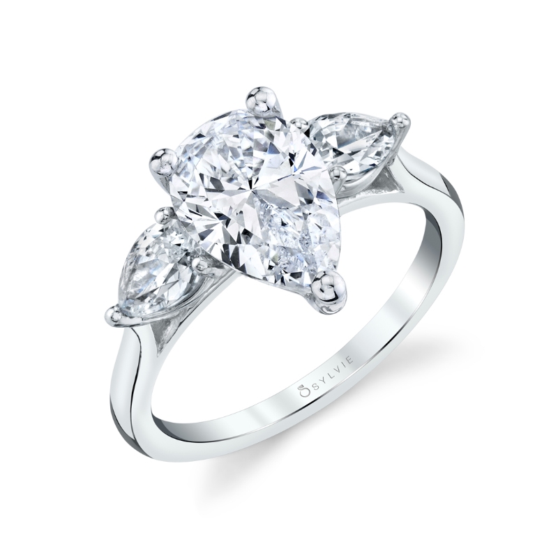 Pear Shaped 2.0 Ct Three Stone Engagement Ring - Martine