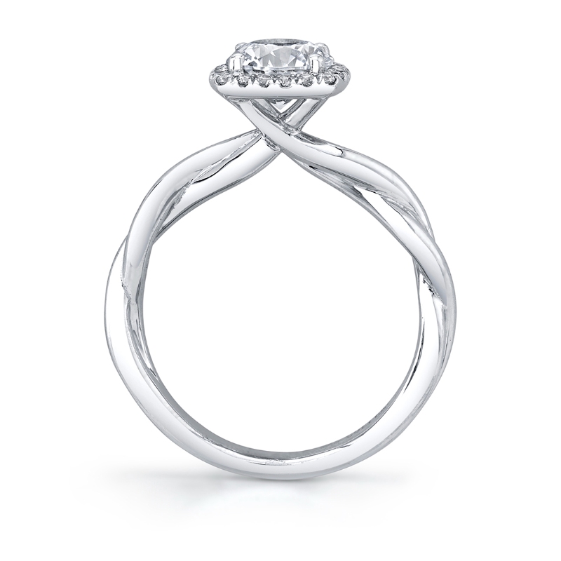 Round Cut Modern Halo Spiral Engagement Ring - Coralie