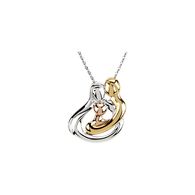 Tri-Color Embraced by the Heart&trade; Family Necklace