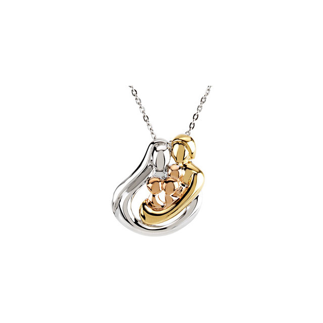 Tri-Color Embraced by the Heart&trade; Family Necklace