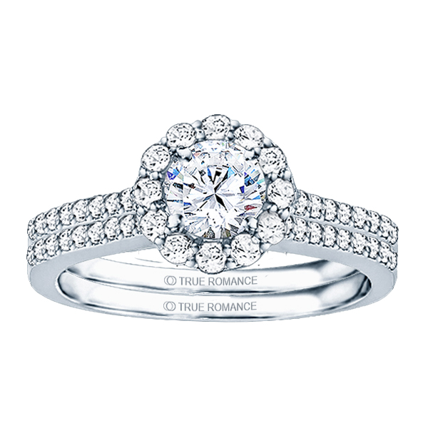 Rm1058-14k White Gold Round Cut Halo Diamond Engagement Ring