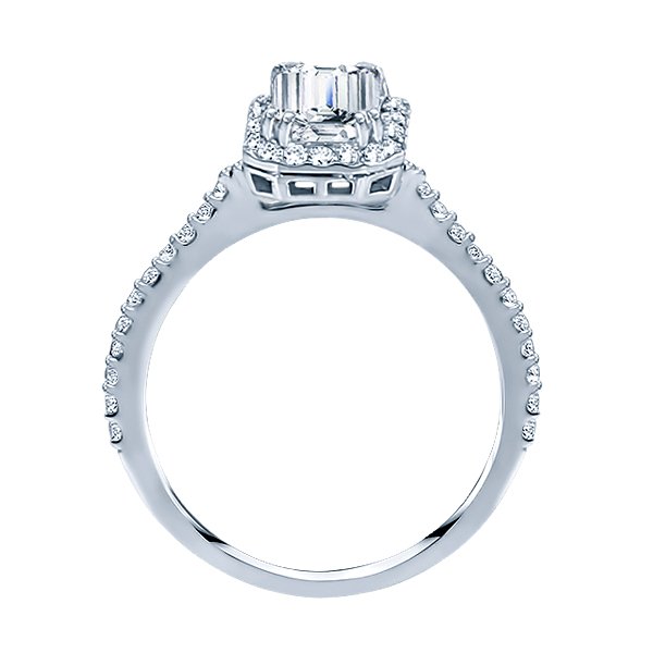 Rm1309e-14k White Gold Emerald Cut Halo Diamond Semi Mount Engagement Ring