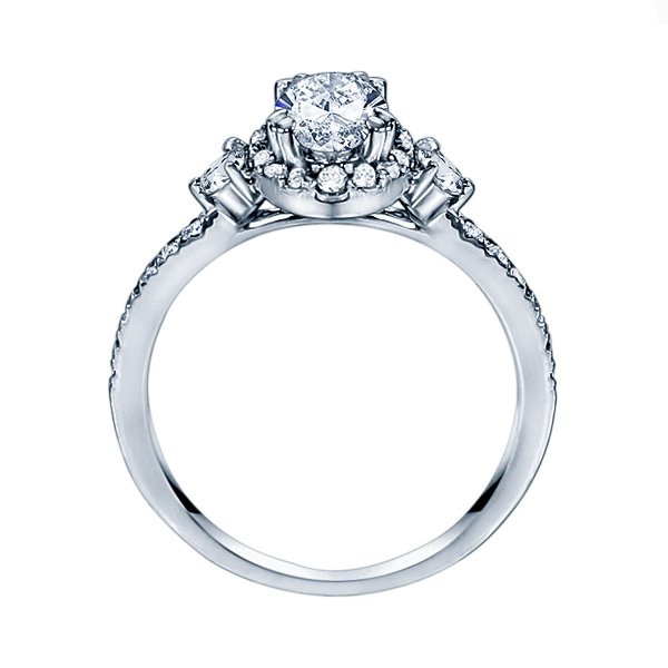 Rm1345v-14k White Gold Oval Cut Halo Diamond Semi Mount Engagement Ring