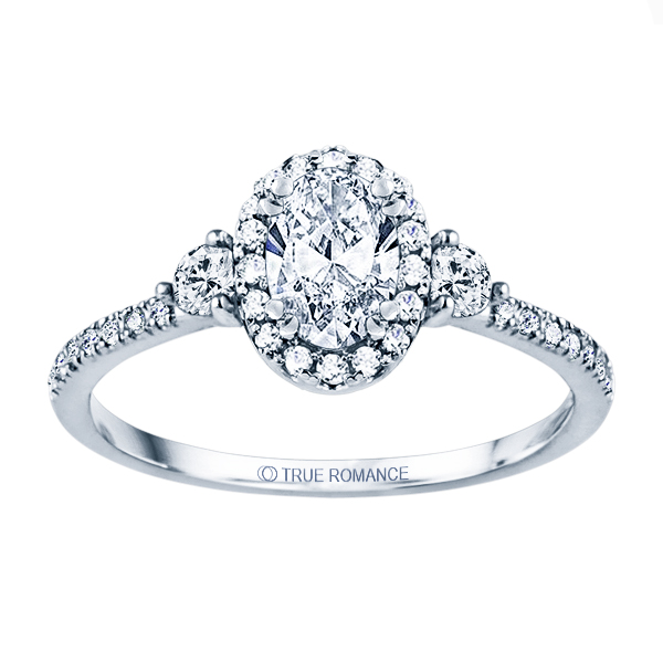 Rm1345v-14k White Gold Oval Cut Halo Diamond Engagement Ring