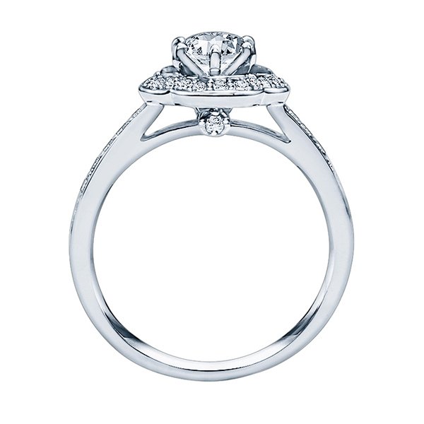Rm1347-14k White Gold Round Cut Halo Diamond Semi Mount Engagement Ring
