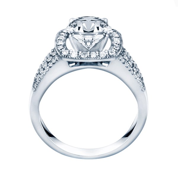 Rm1375-14k White Gold Halo Semi Mount Engagement Ring