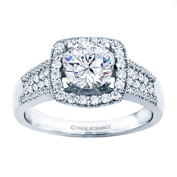 Rm1375-14k White Gold Halo Engagement Ring