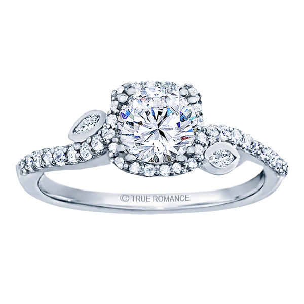 Rm1407r-14k White Gold Halo Engagement Ring