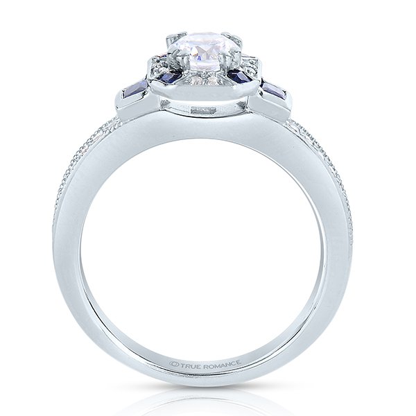 Rm1437rsap -14k White Gold Round Cut Halo Diamond Vintage Semi Mount Engagement Ring