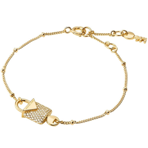 Michael Kors Ladies 14K Gold Plated Pave Set Cubic Zirconia Padlock Bracelet MKC1042AN710